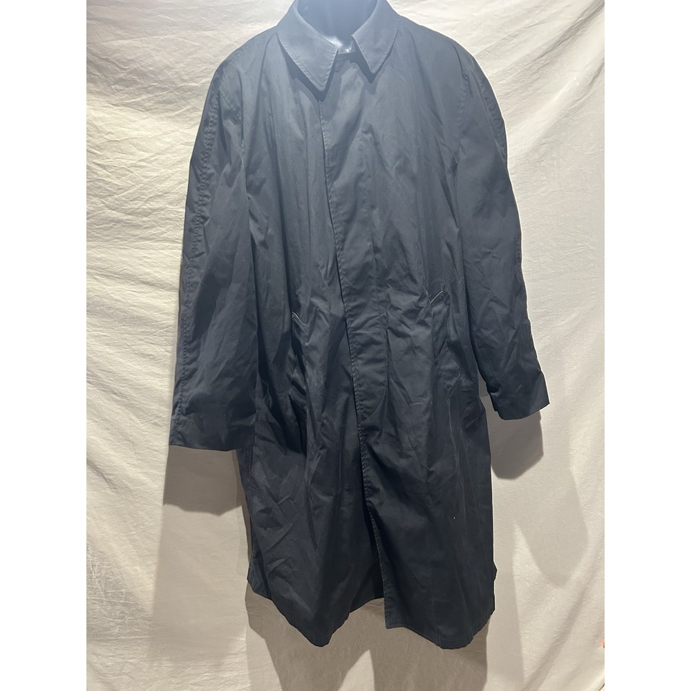 Vintage US Military All Weather Trench Coat Black 46L 1981 Overcoat Mac